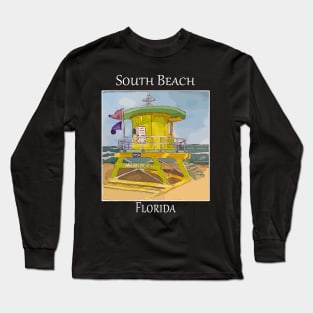 South Beach Lifeguard Tower in Miami Florida Long Sleeve T-Shirt